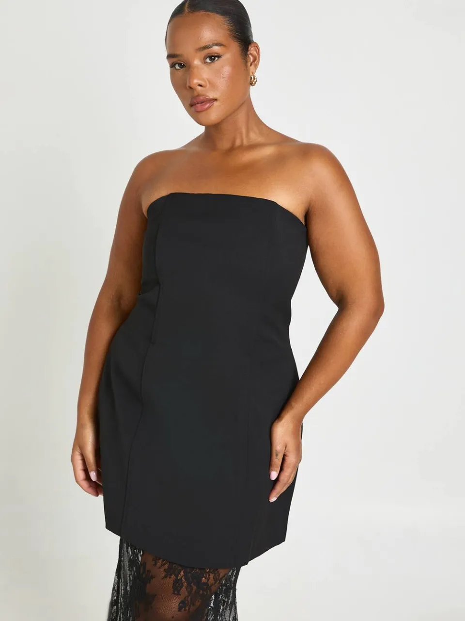 boohoo Dames Plus Premium Gestructureerde Kanten Maxi Jurk zwart, foto 2