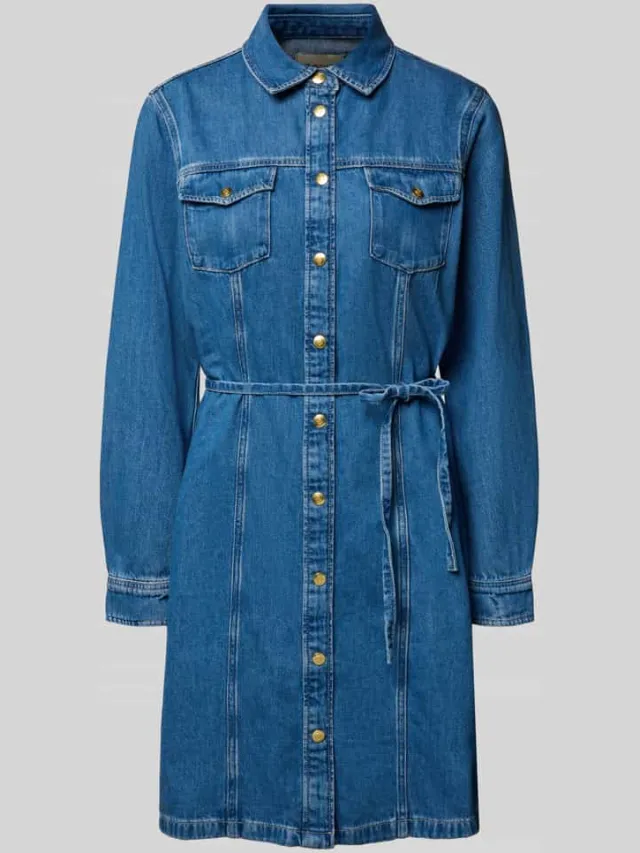 Gant Losjes vallende vrijetijdsjurk van mix van katoen en viscose jeansblauw, foto 2