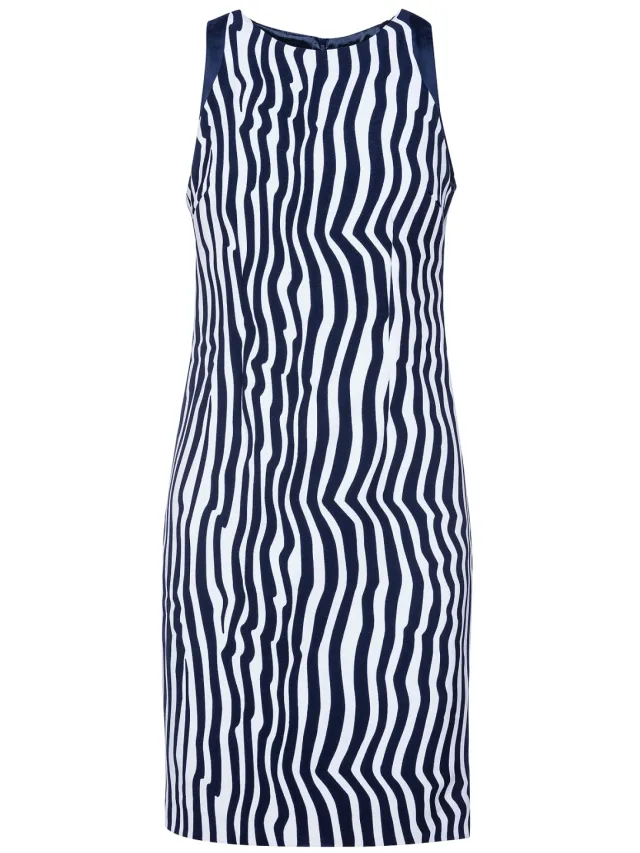 Conquista Mouwloze zebraprint jurk Marineblauw