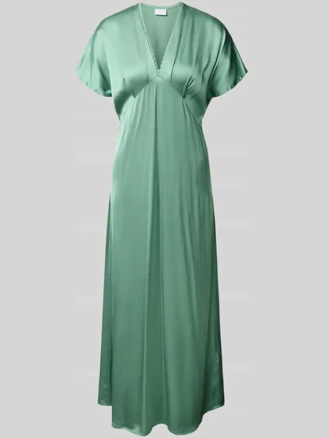 Jake*s Collection maxi-jurk van viscose met V-hals lindegroen, foto 2