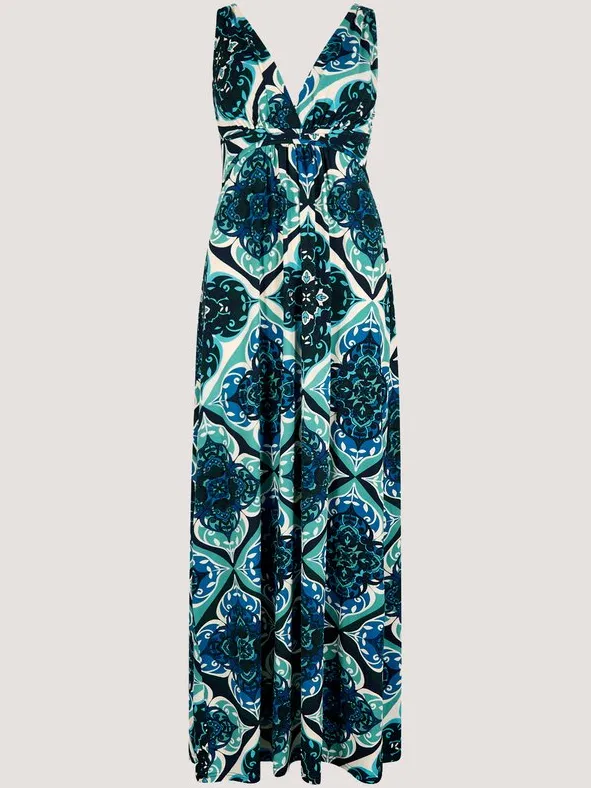 Apricot Maxi-jurk van jersey met tegelprint Aqua