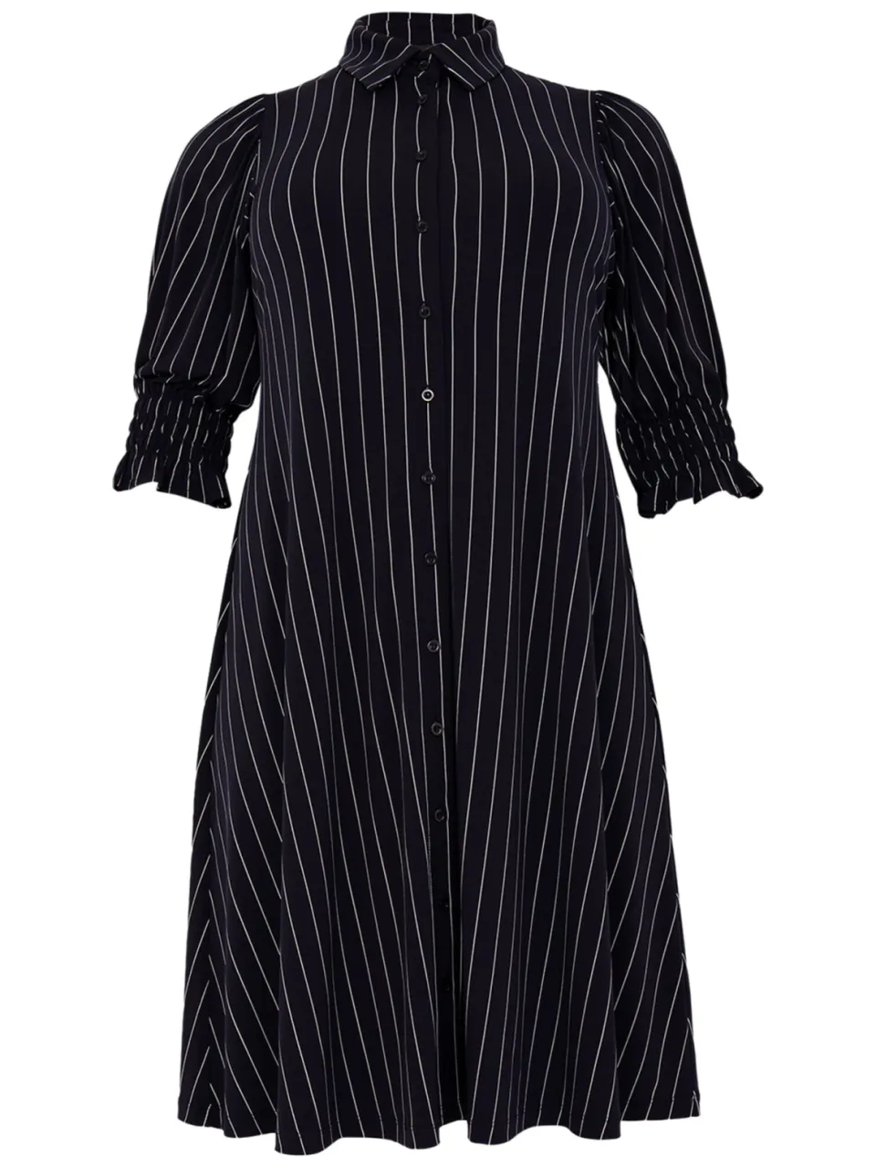 Yoek Jurk met knopen PINSTRIPE | Blauw, foto 3