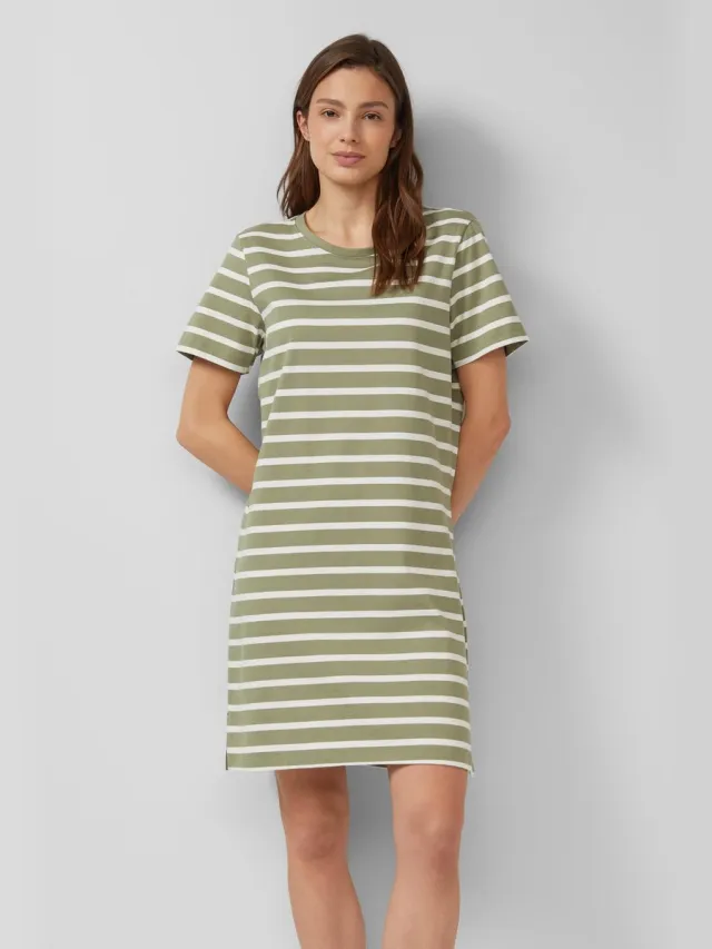 S.Oliver female - Jersey jurk met zijsplitten olijfgroen