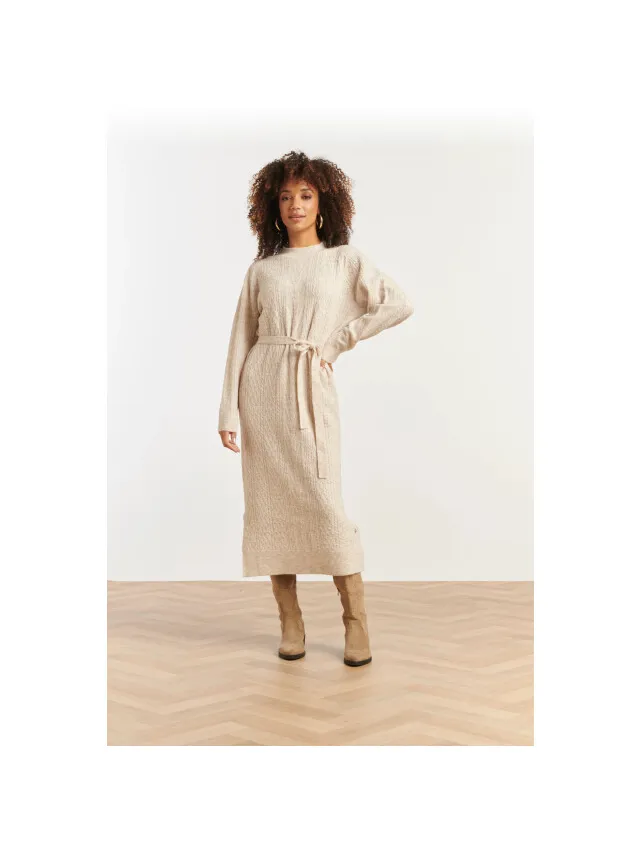 Smashed Lemon Damesgebreide maxi jurk Beige