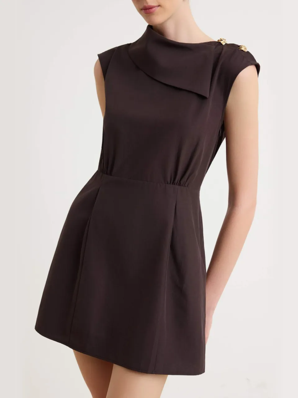 Trendyol TRENDYOLMİLLA Dames Bruin Effen Kort / Mini Mouwloos Bodycon Jurken, foto 2