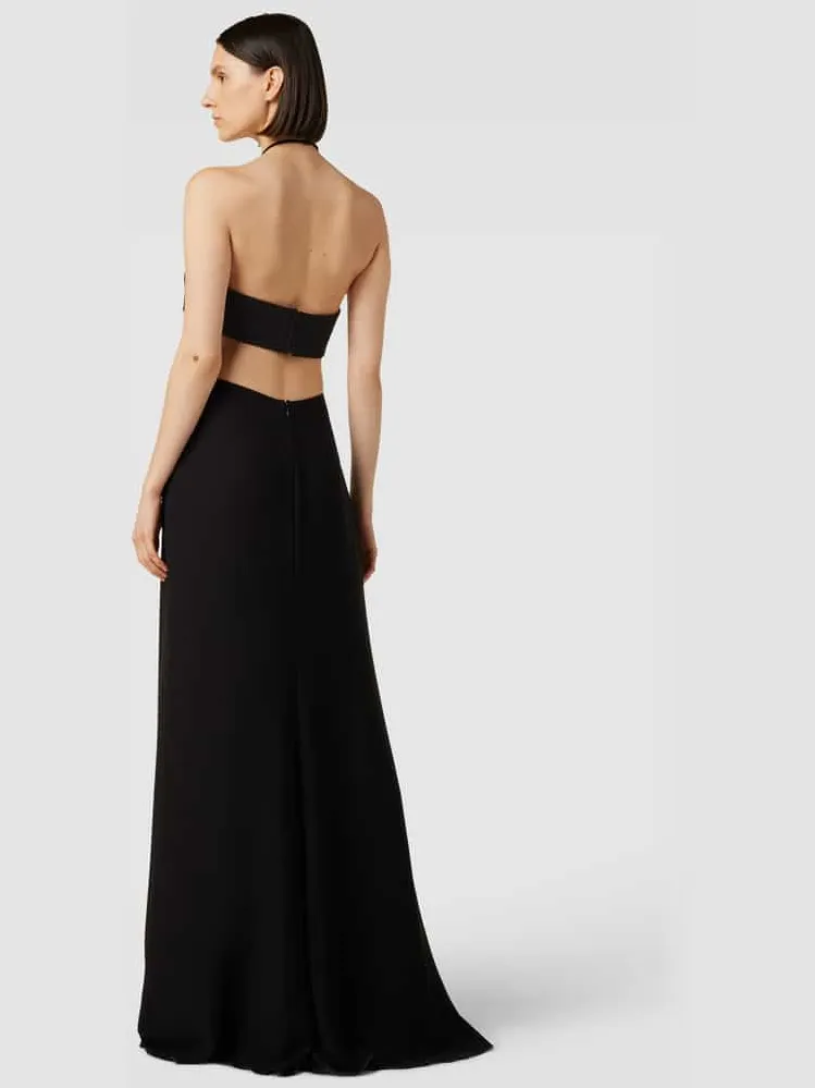 Vera Wang Avondjurk met halter, model 'VALORVIRGIL' zwart, foto 2