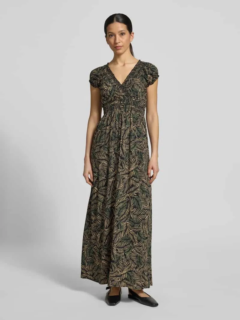 Apricot maxi-jurk van viscose met V-hals Zwart