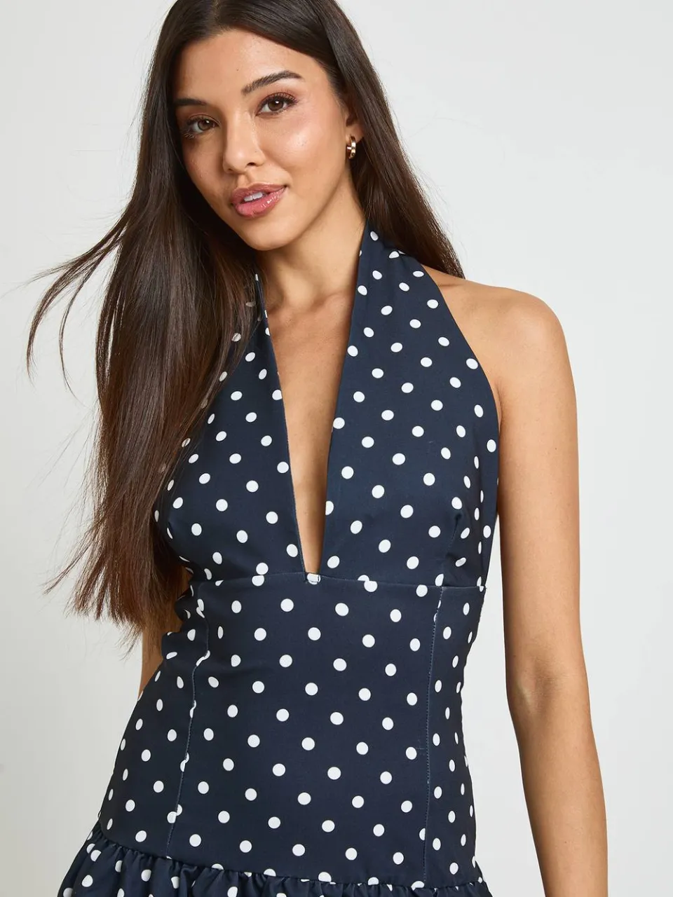 boohoo Dames Polkadot Halternek Mini Jurk zwart, foto 4