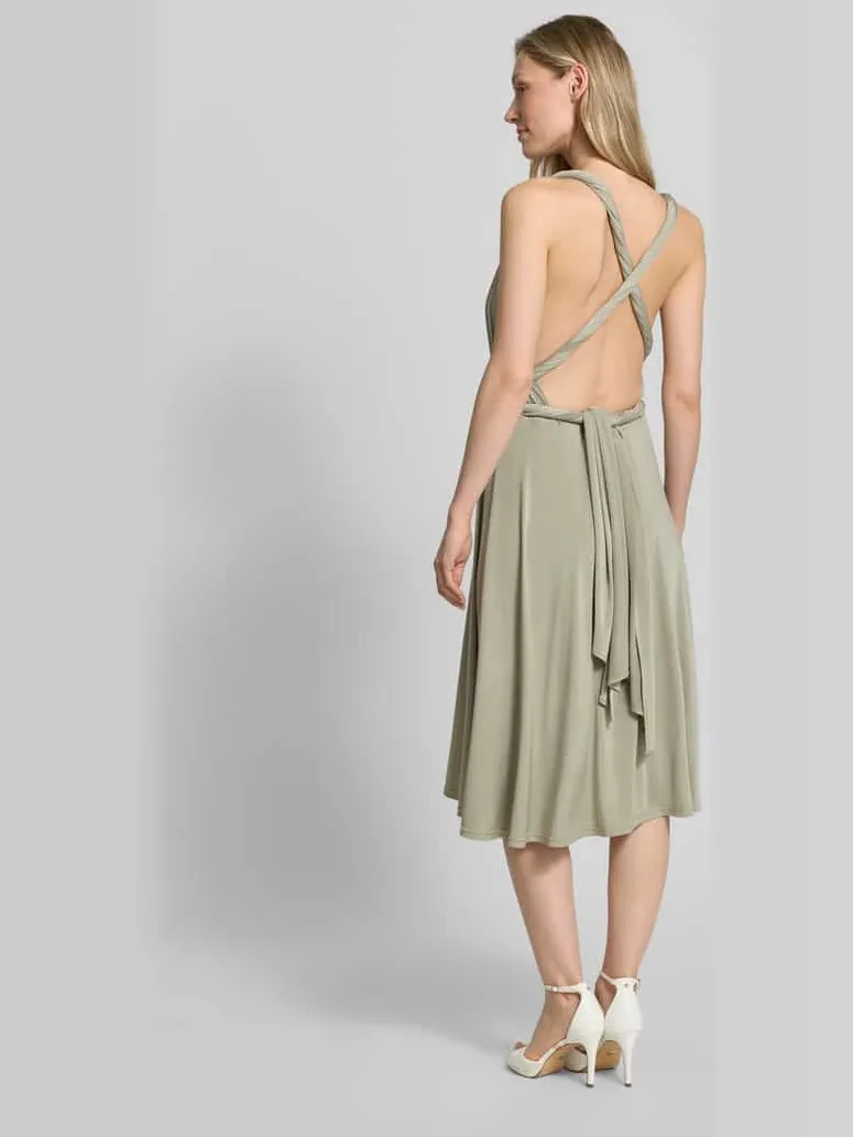Rose Avenue Knie-lange cocktailjurk met diepe V-hals olijfgroen, foto 3