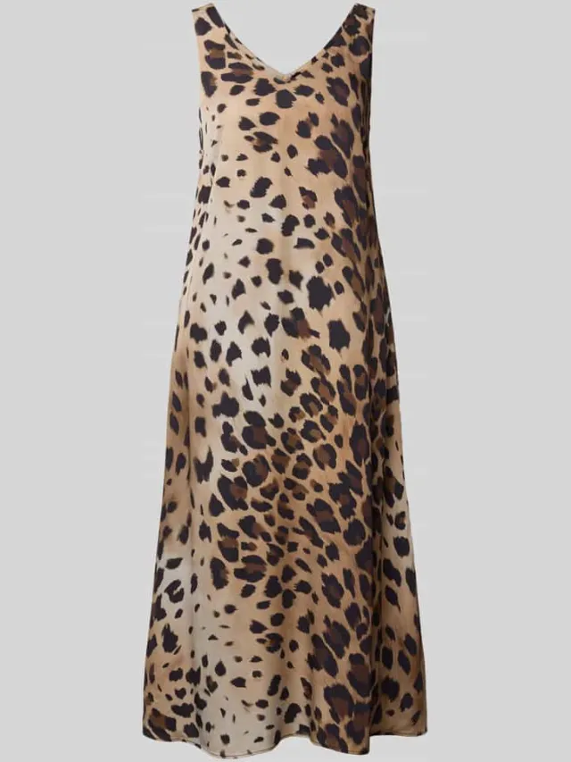 Smith and Soul midi-jurk van viscose in all-over look middenbruin, foto 2