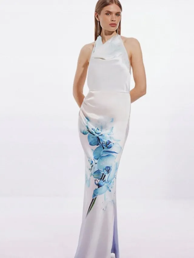 Karen Millen Lange Jurk - Bloemenprint - Wit