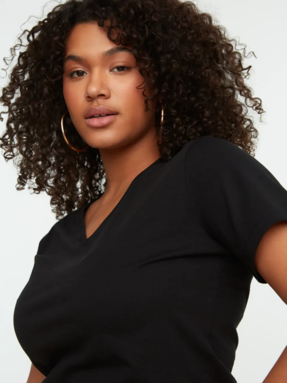 Trendyol Curve Dames Zwart Effen Midi Kort Casual Recht Grote maten Jurk, foto 2