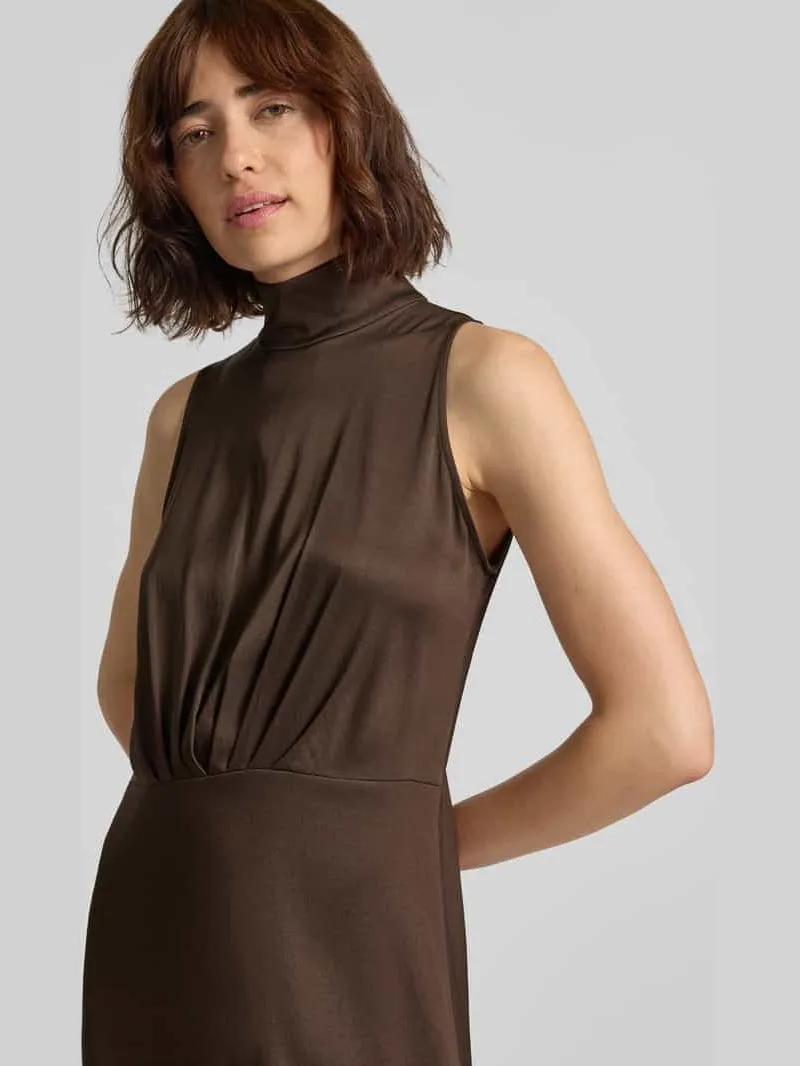 drykorn Maxi-jurk met opstaande kraag en draperieën model 'AMABEL' taupe, foto 2