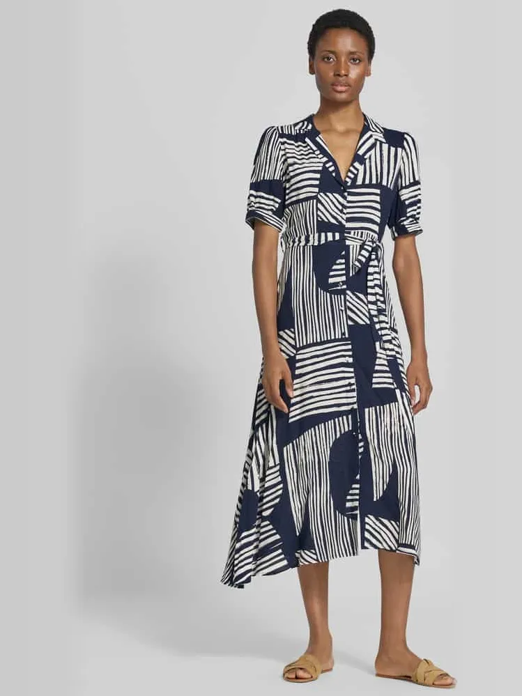 ZABAIONE midi-jurk van pure viscose model 'Azura' Marineblauw