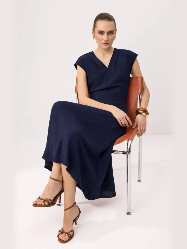 Trendyol TRENDYOLMİLLA Dames Donkerblauw Effen Midi Mouwloos A-lijn Jurken marineblauw/blauw, foto 2
