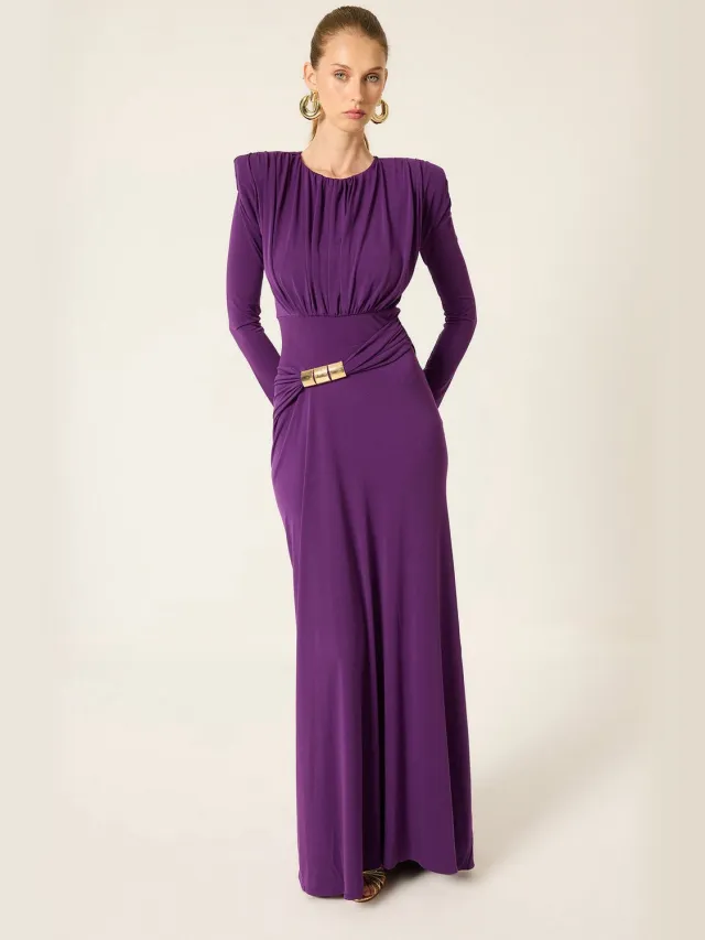 TOUCHÉ PRIVÉ Maxi jurk met gouden accessoires - Paars - Dames