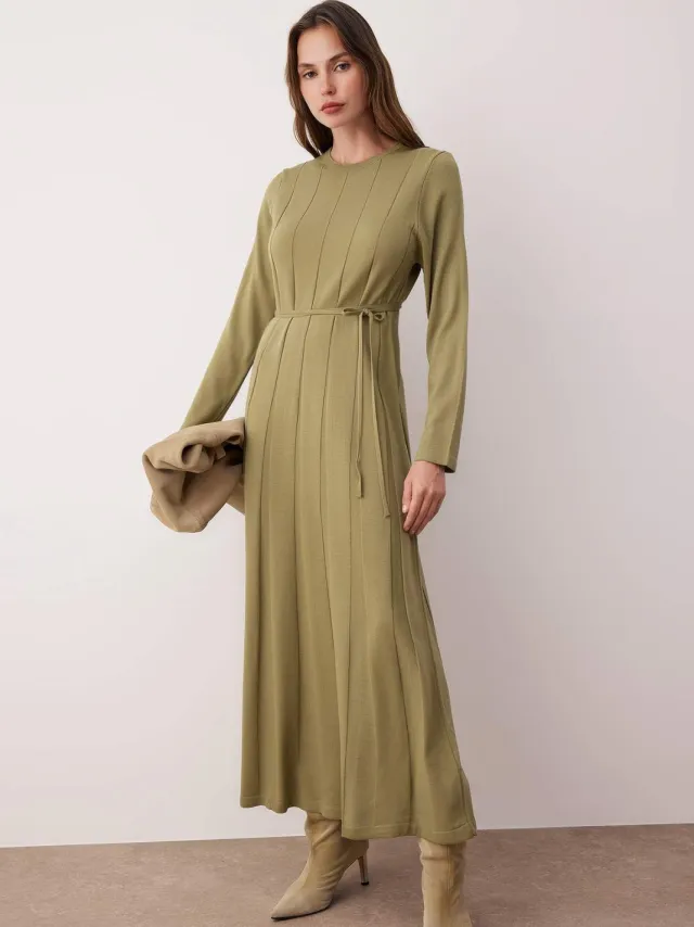 Trendyol Modest Dames Kaki Effen Maxi Lang Casual A-lijn Modest Jurken
