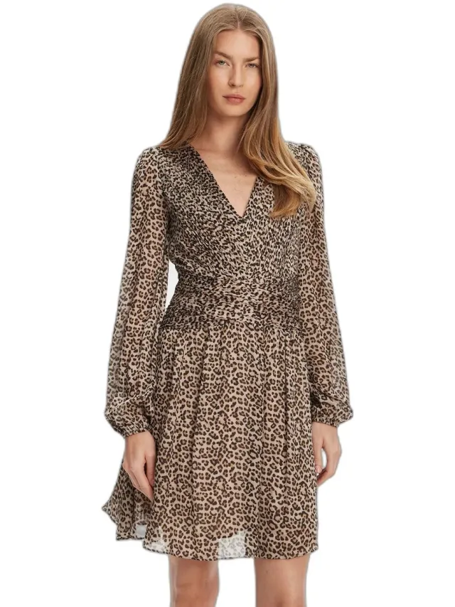 Guess Wijd uitlopende jurk voor dames Guess wildcat print