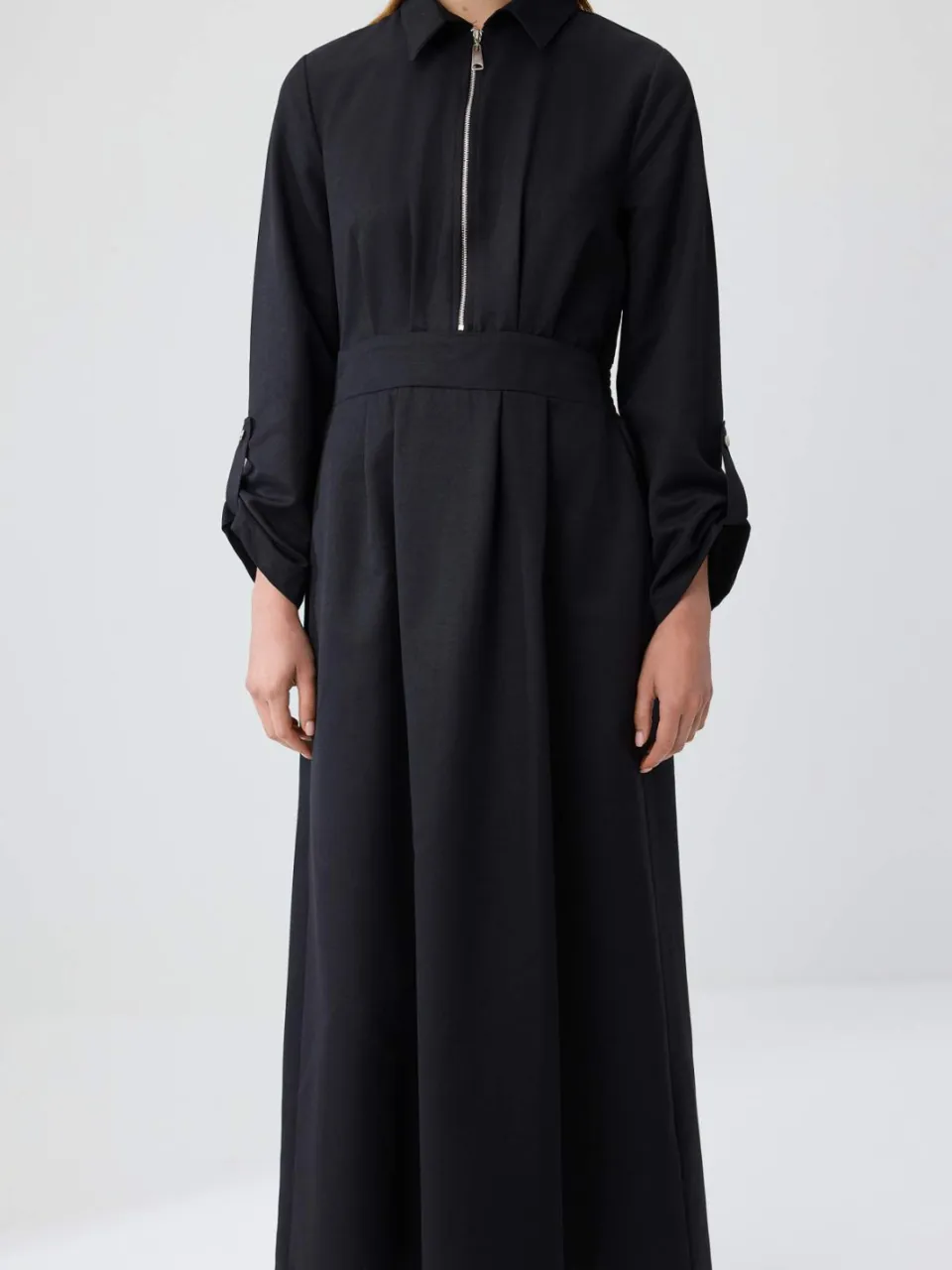 Trendyol Modest Dames Zwart Effen Maxi Lang Casual A-lijn Modest Jurken
