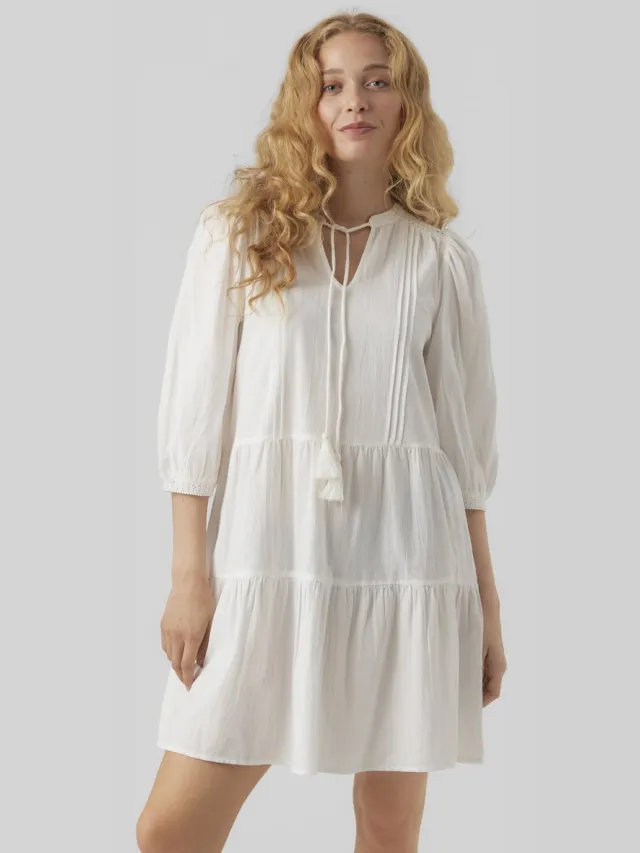 Vero Moda VMPRETTY 3/4 TUNIC WVN NOOS - Dames - Mini jurken Snow White