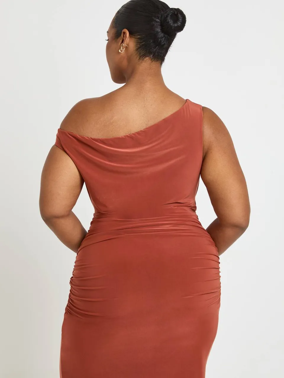 boohoo Dames Plus Gedrapeerde Mini-jurk Met Ruches roest, foto 3