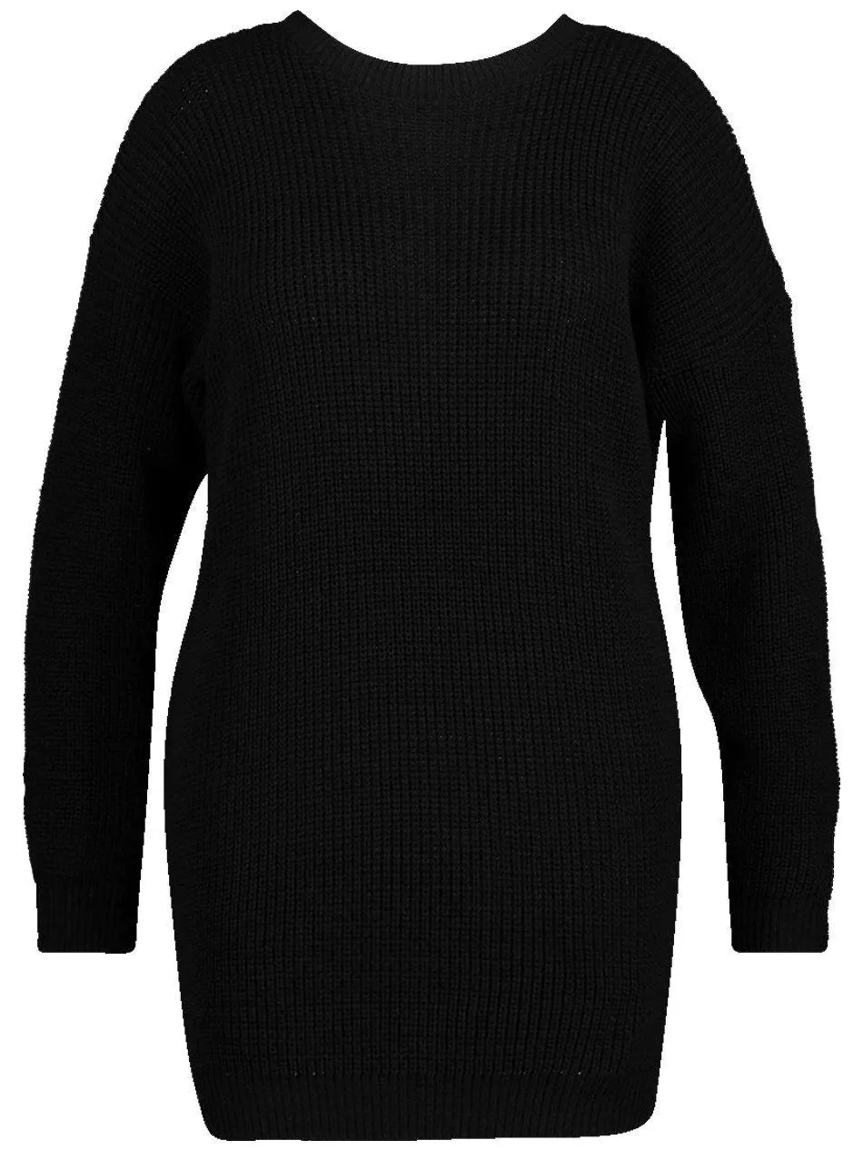boohoo Dames Plus Ronde Hals Truitjurk zwart, foto 3