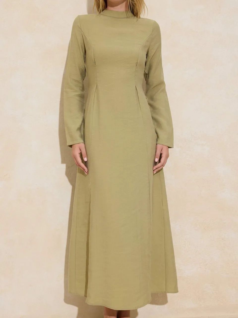 Turkishsouq Dames platte maxi lange casual/dagelijkse skater hijab jurk kaki, foto 2