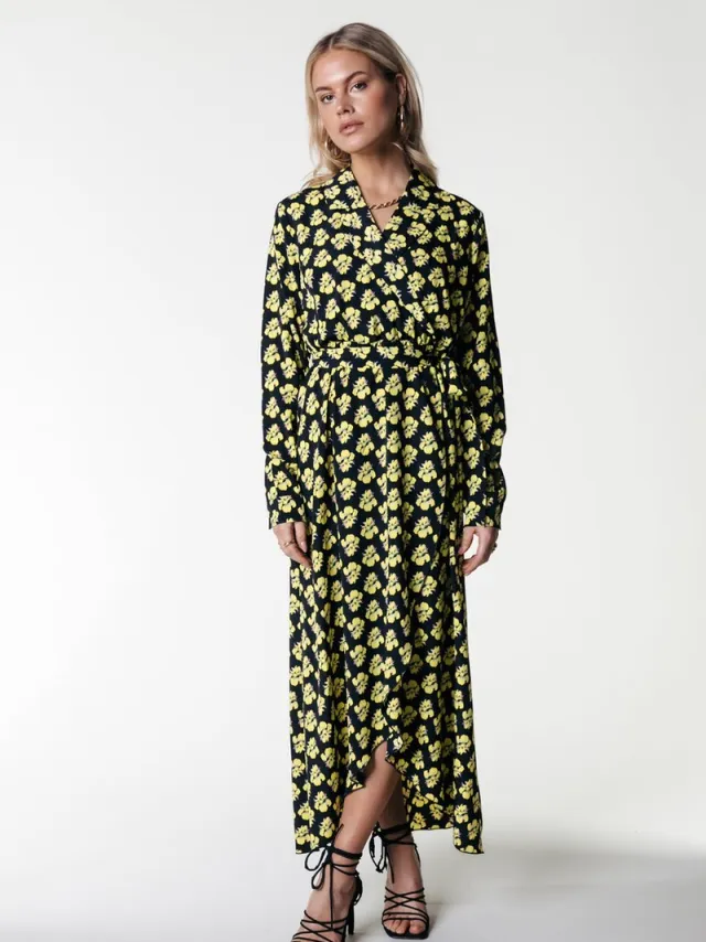 Colourful Rebel Vivian Small Flower Maxi Dress Bright yellow