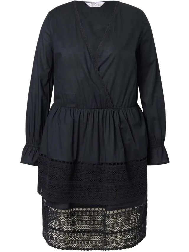 Studio Untold Dames - Jurk A-lijn borduursel volants - Zwart - Maat 54+