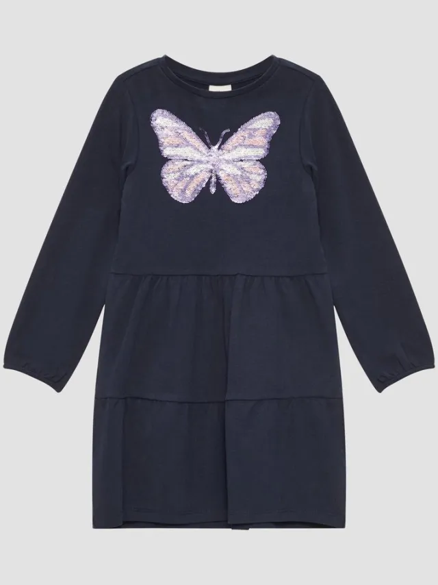 S.Oliver female - Midi-jurk met omkeerbare pailletjes navy