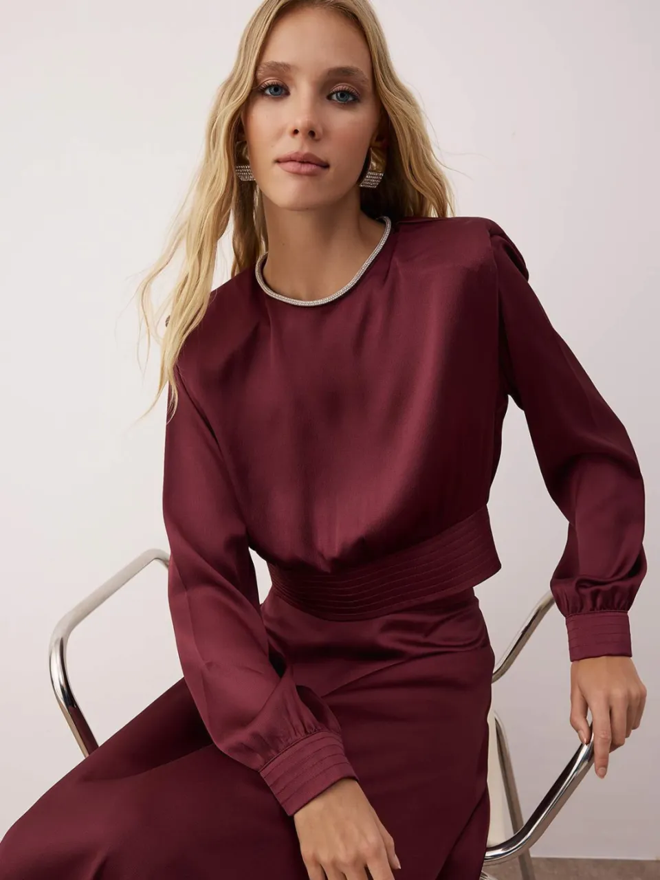 Trendyol Modest Dames Paars Effen Maxi Lang Casual Skater Modest Avond Jurken, foto 2