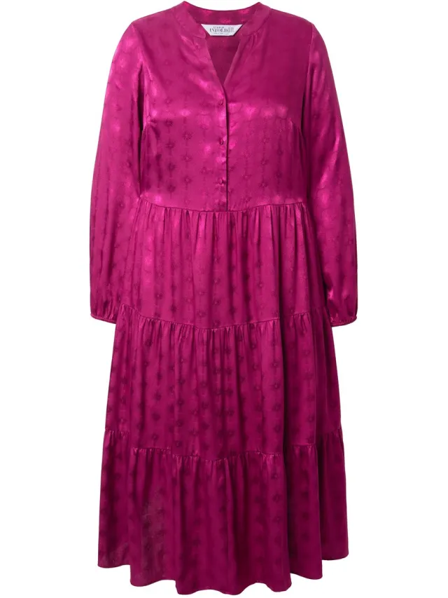 Studio Untold Dames - Maxi-jurk A-lijn glanzende ray-print - Braambes - Maat 50+