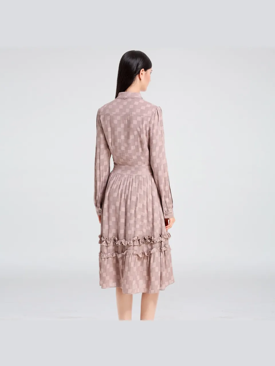 Smart & Joy Pasvorm en flare blouse jurk roze, foto 2