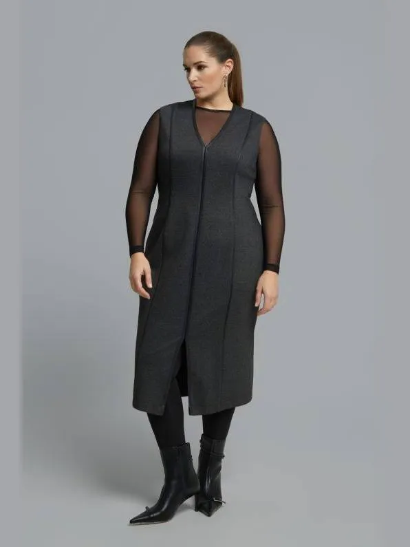 Mat Fashion Plus Size bodycon midi jurk - grijs