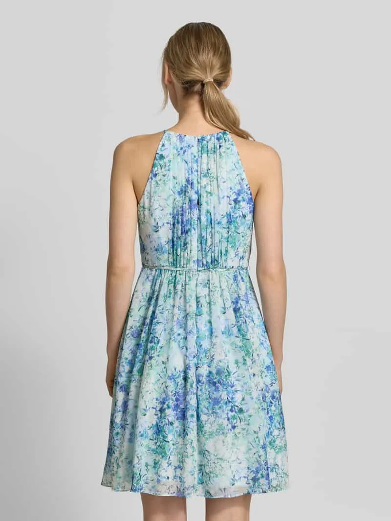 Jake*s Cocktail Mini-jurk in plooien-look met florale all-over print blauw gemêleerd, foto 4