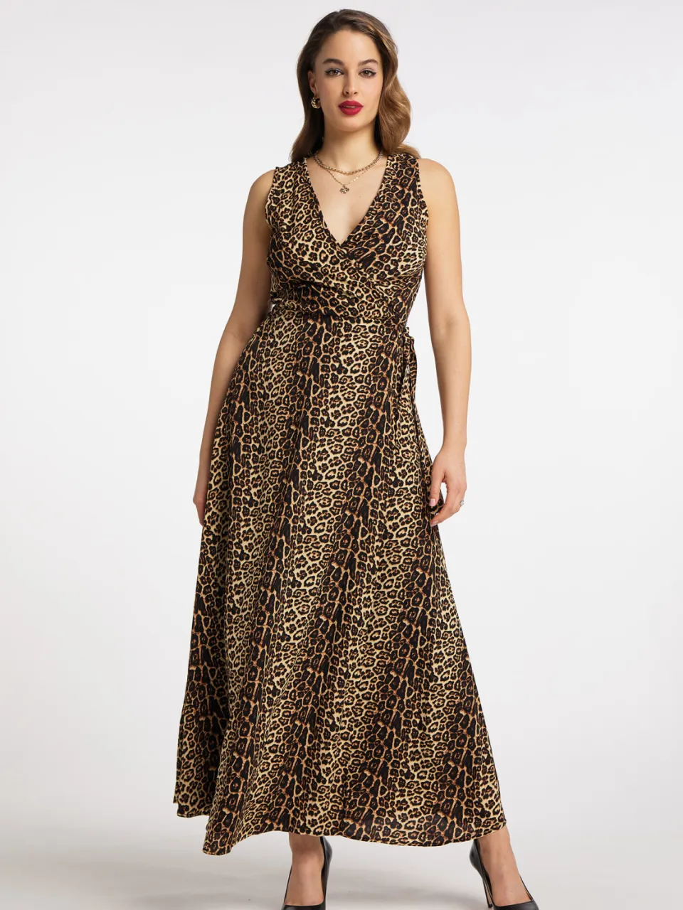 Faina Maxi-jurk met luipaardprint nelice Dames beige leo