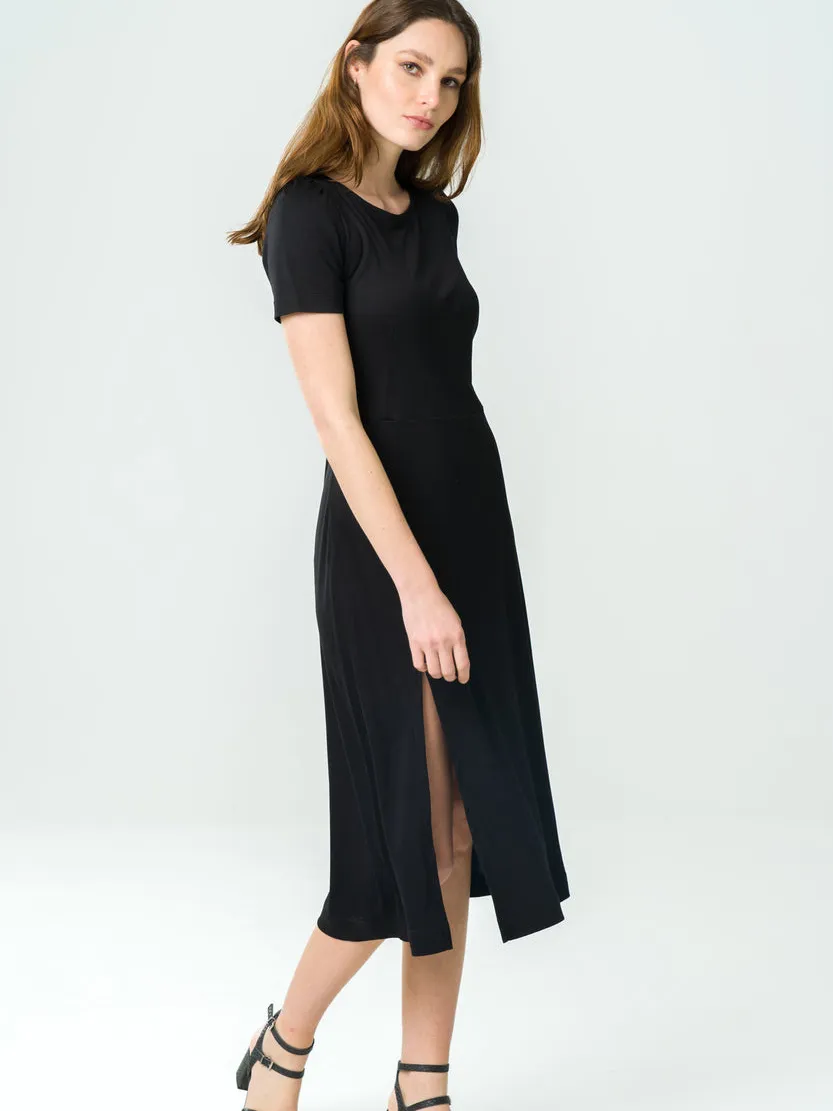 Avani dames vegan Midi Jurk Victoria Zwart, foto 2
