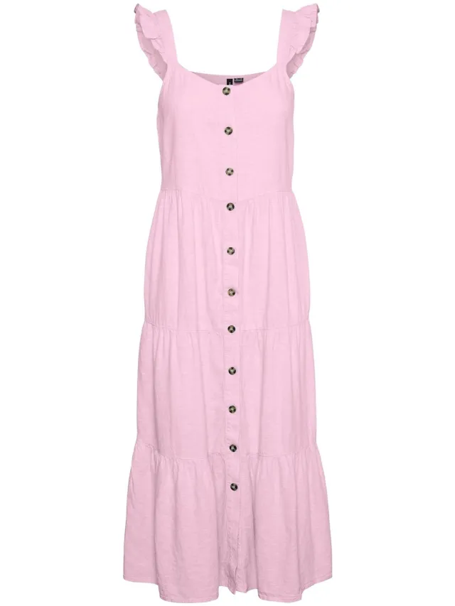 Vero Moda VMLINN SL CALF BUTTON DRESS WVN - Dames - Mini jurken Bonbon