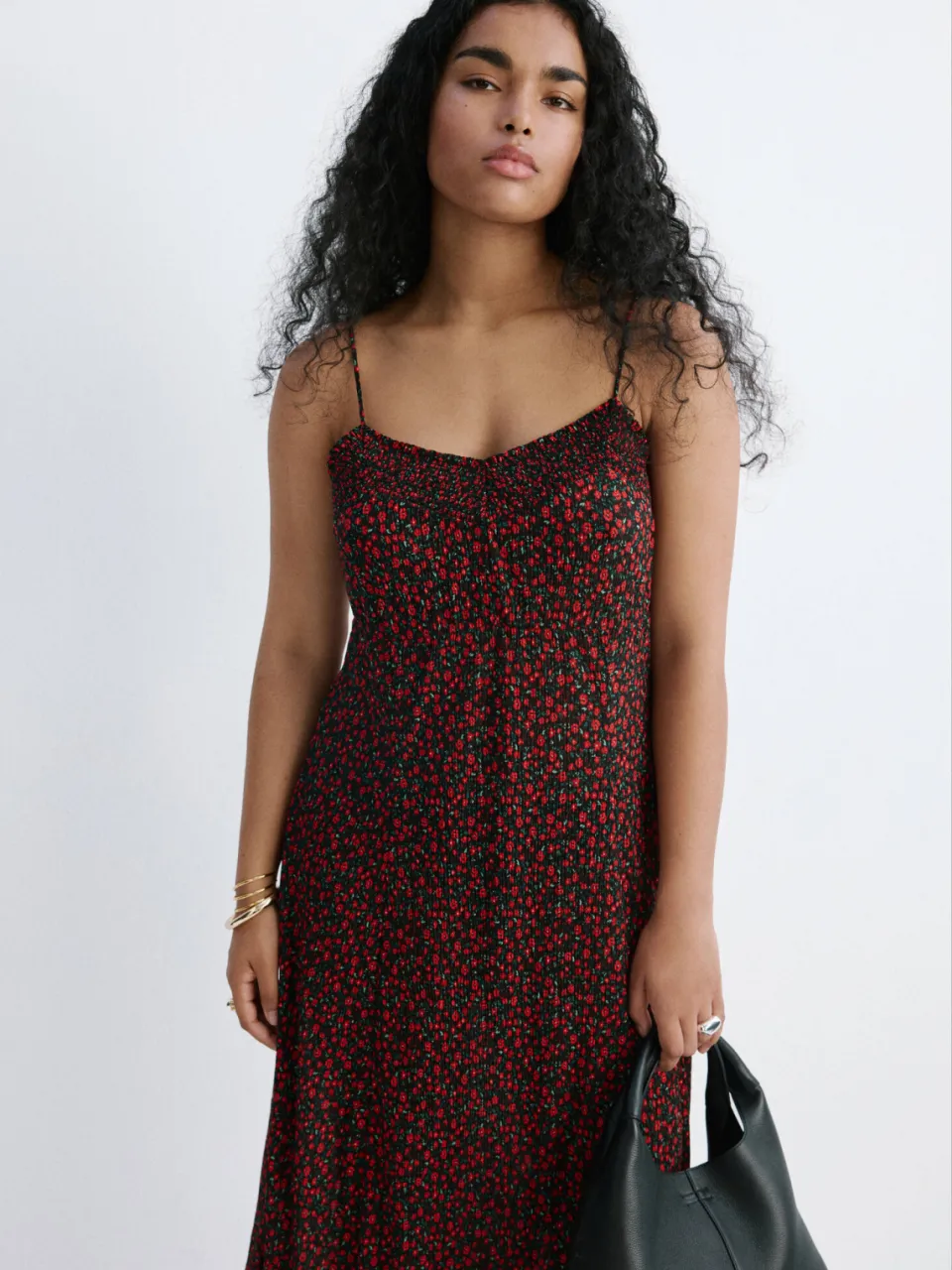 Mango gebloemde midi zomerjurk - rood, foto 5