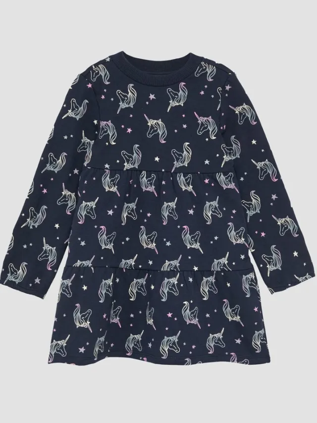 S.Oliver female - Zachte sweatshirtjurk met een all-over print navy