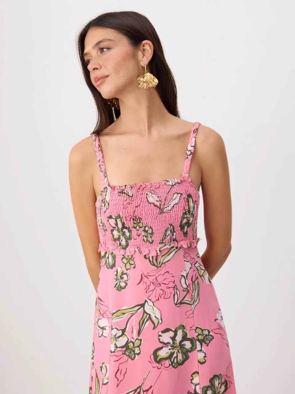 Trendyol TRENDYOLMİLLA Dames Meerkleurig Bloemen Midi Mouwloos Recht Jurken veelkleurig, foto 2