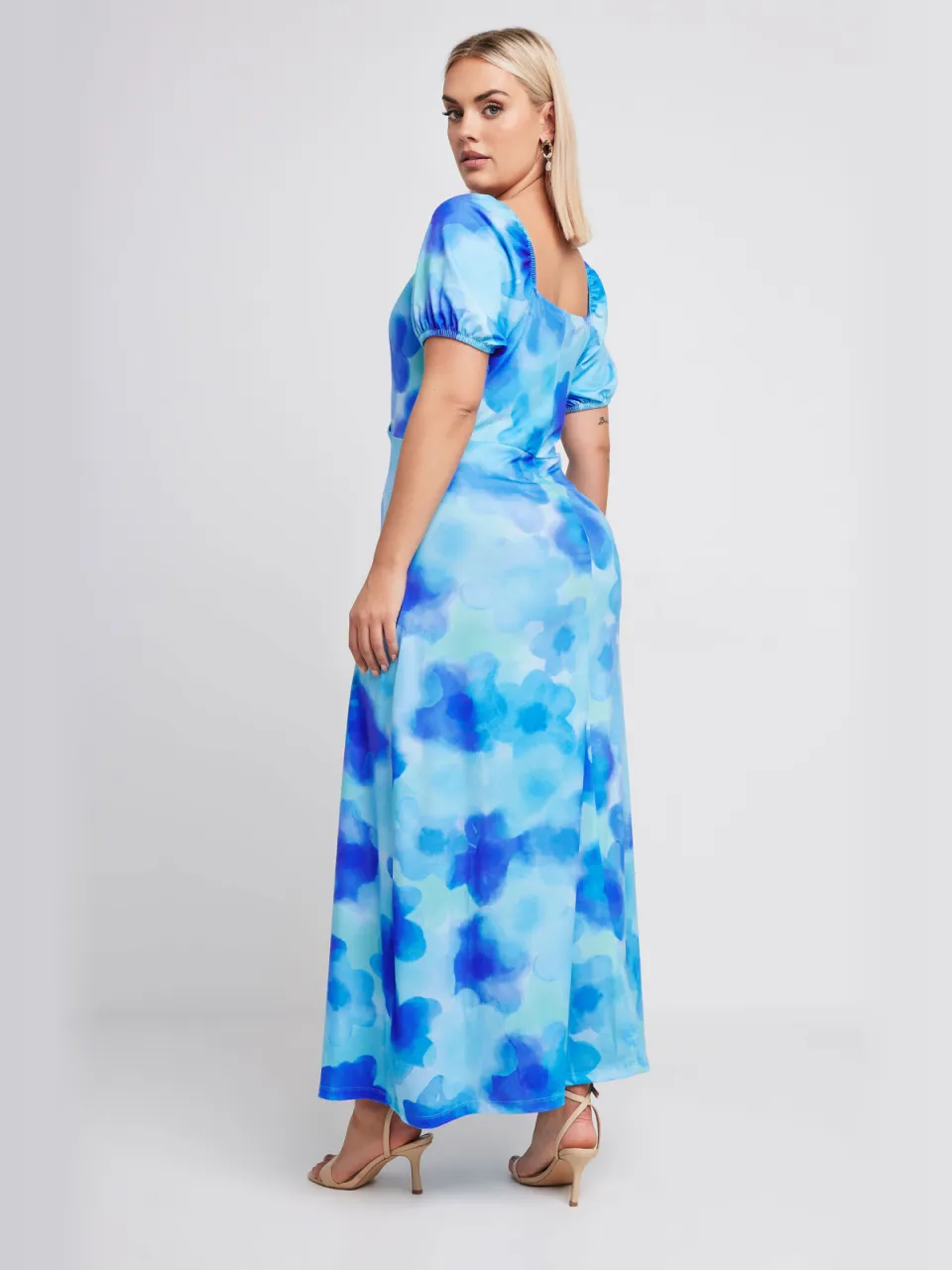 Yours Limited Collection Maxijurk Met Vervaagde Bloemenprint In Blauwsize 44, foto 3