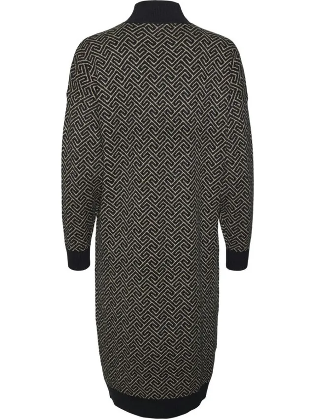 Vero Moda VMARIA ART LS HIGHNECK KNEE DRESS GA - Dames - Mini jurken Black