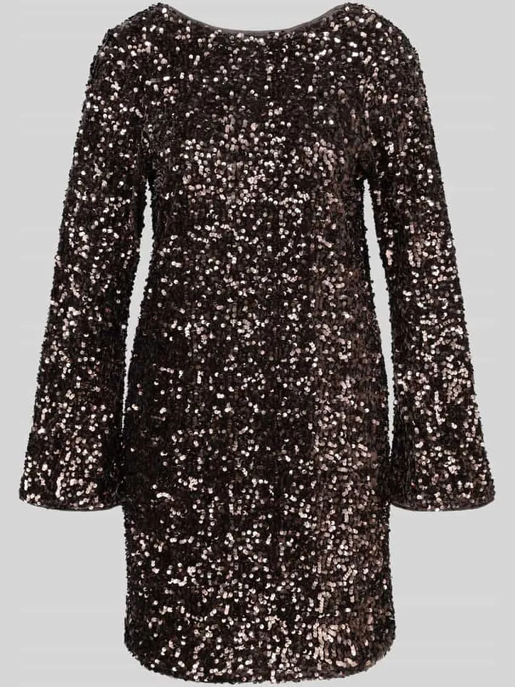 Only paillettenjurk donkerbruin/goud, foto 2