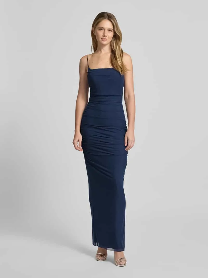 Hey Kyla Avondjurk met rimpelingen en spaghettibandjes Marineblauw