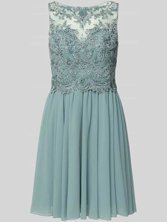 Laona Cocktailjurk van tule met strass-steentjes rietgroen, foto 2