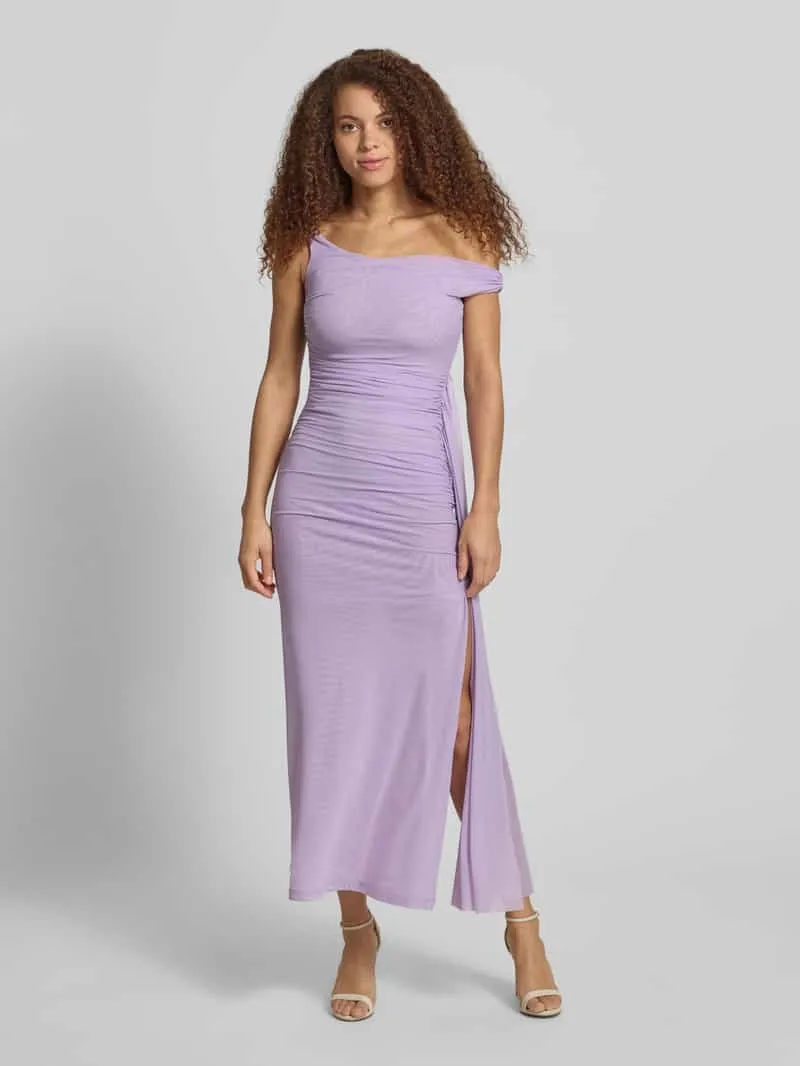 bardot maxi-jurk met drapering model 'LAYANA' Paars