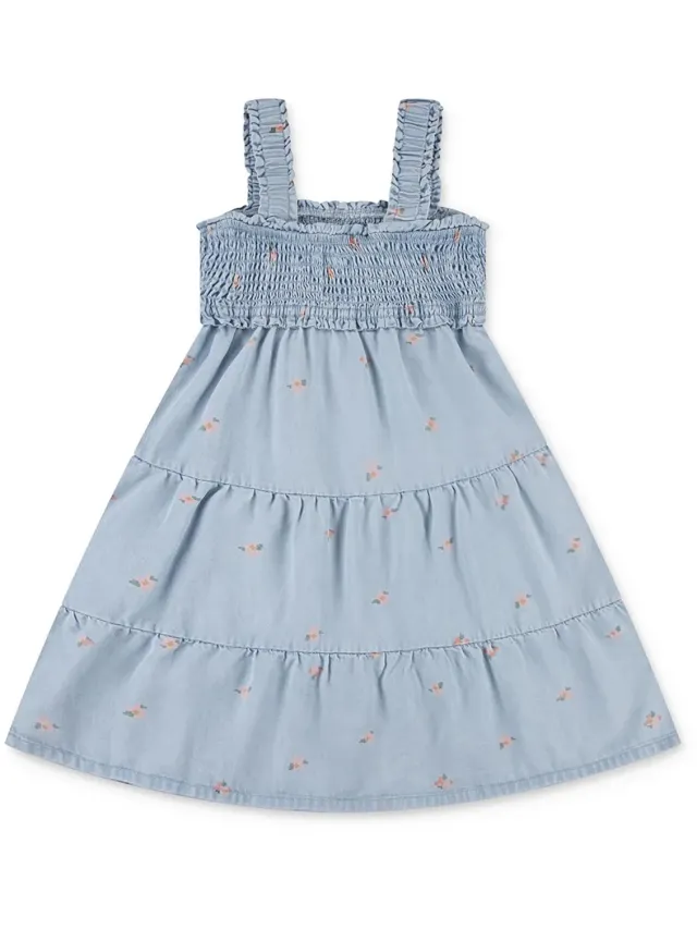 Levi's Levi´s ® Kids Smocked Mouwloze Jurk Blauw 5 Years Meisje Multicolor