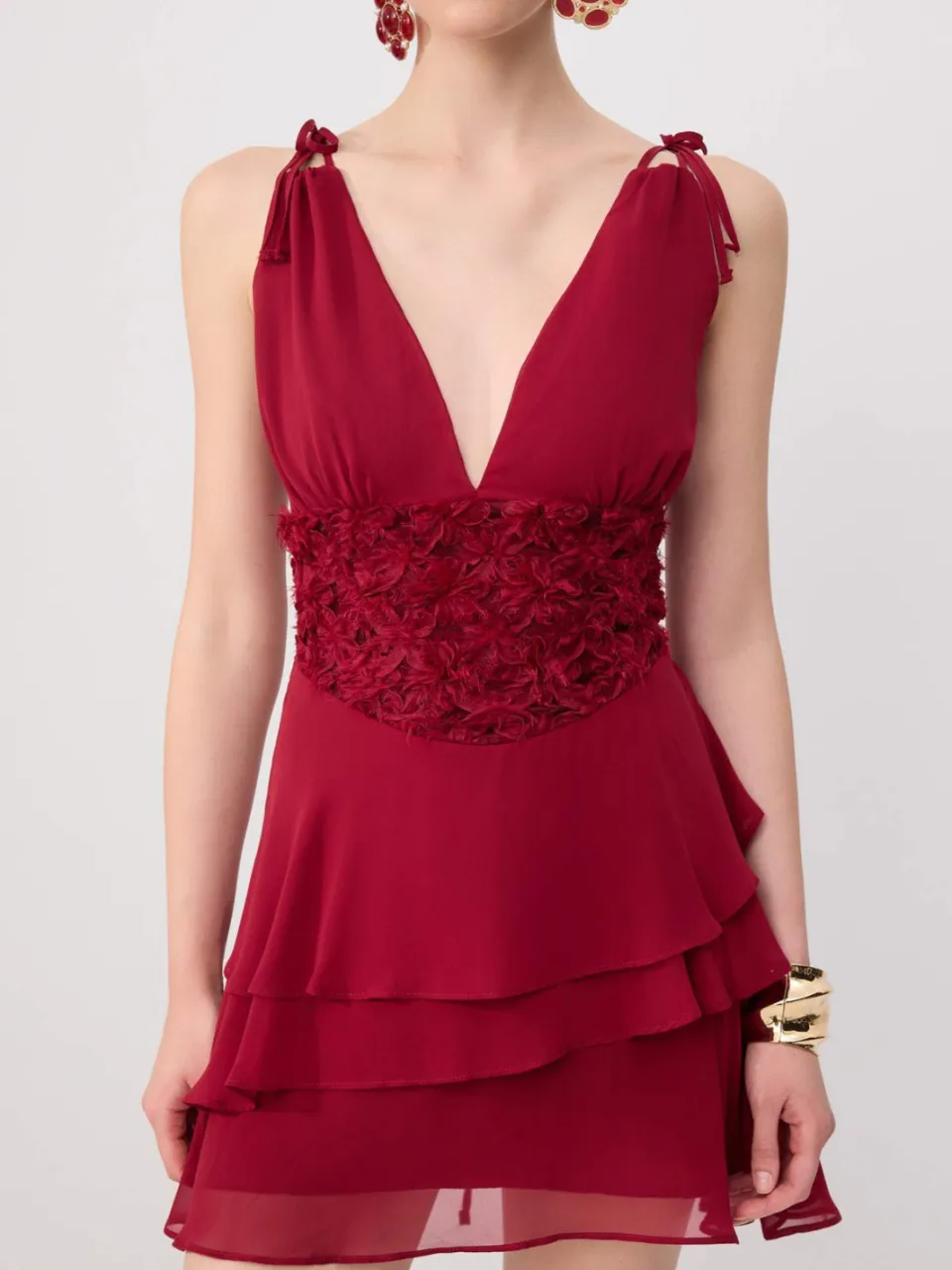 Trendyol TRENDYOLMİLLA Dames Bordeaux Effen Kort / Mini Mouwloos Skater Jurken, foto 2