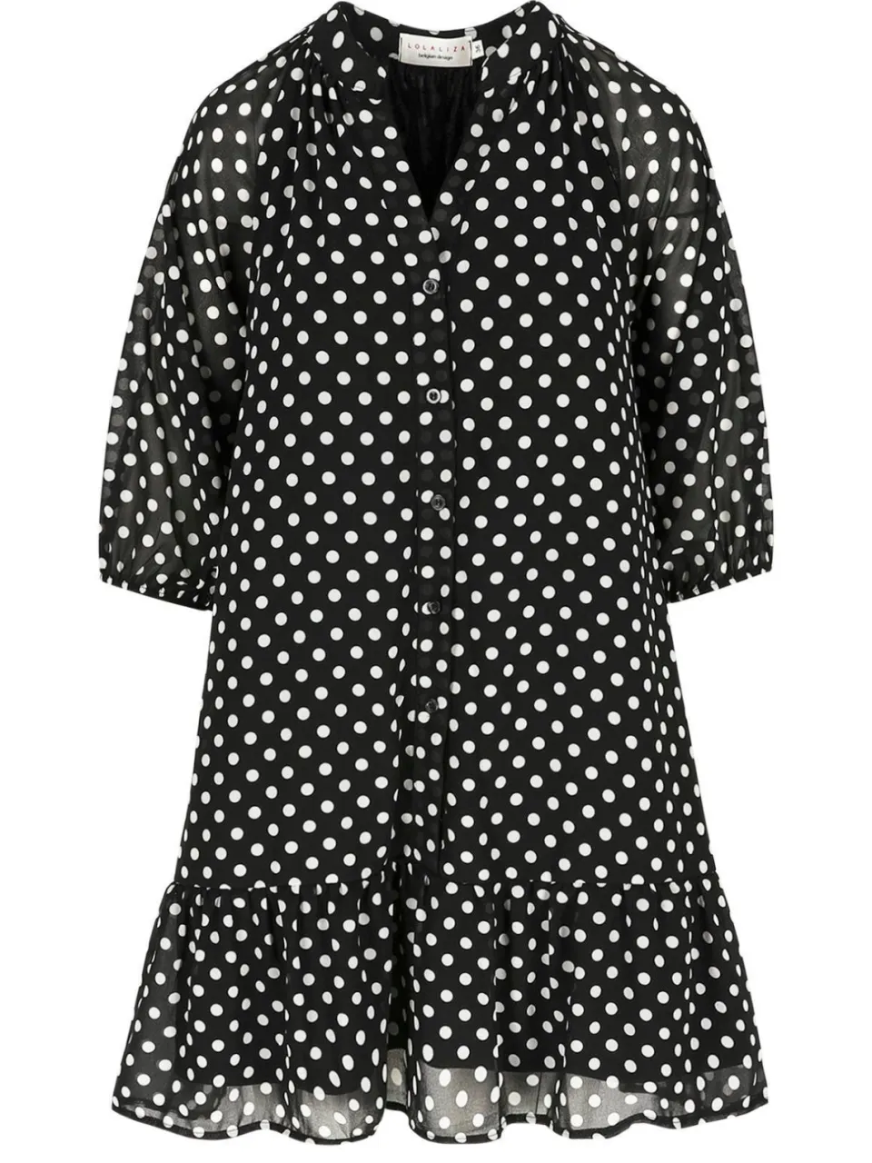 LOLALIZA blousejurk met stippen - zwart/wit, foto 2